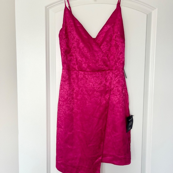 Lulus Sophisticated Charm Magenta Floral Satin Jacquard Mini Dress- XS - Picture 2 of 7